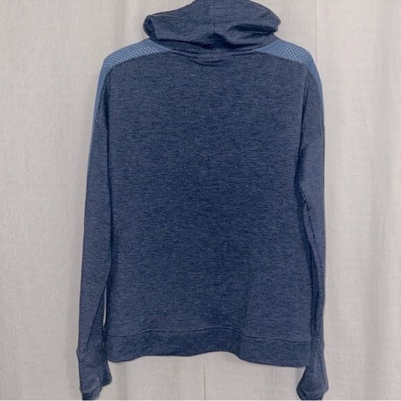 UA S Blue Light Blue Mesh Details Funnel Neck Pullover Sweatshirt Thumb Holes - Picture 3 of 15